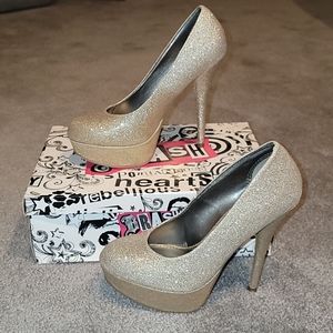 Gold sparkly heels